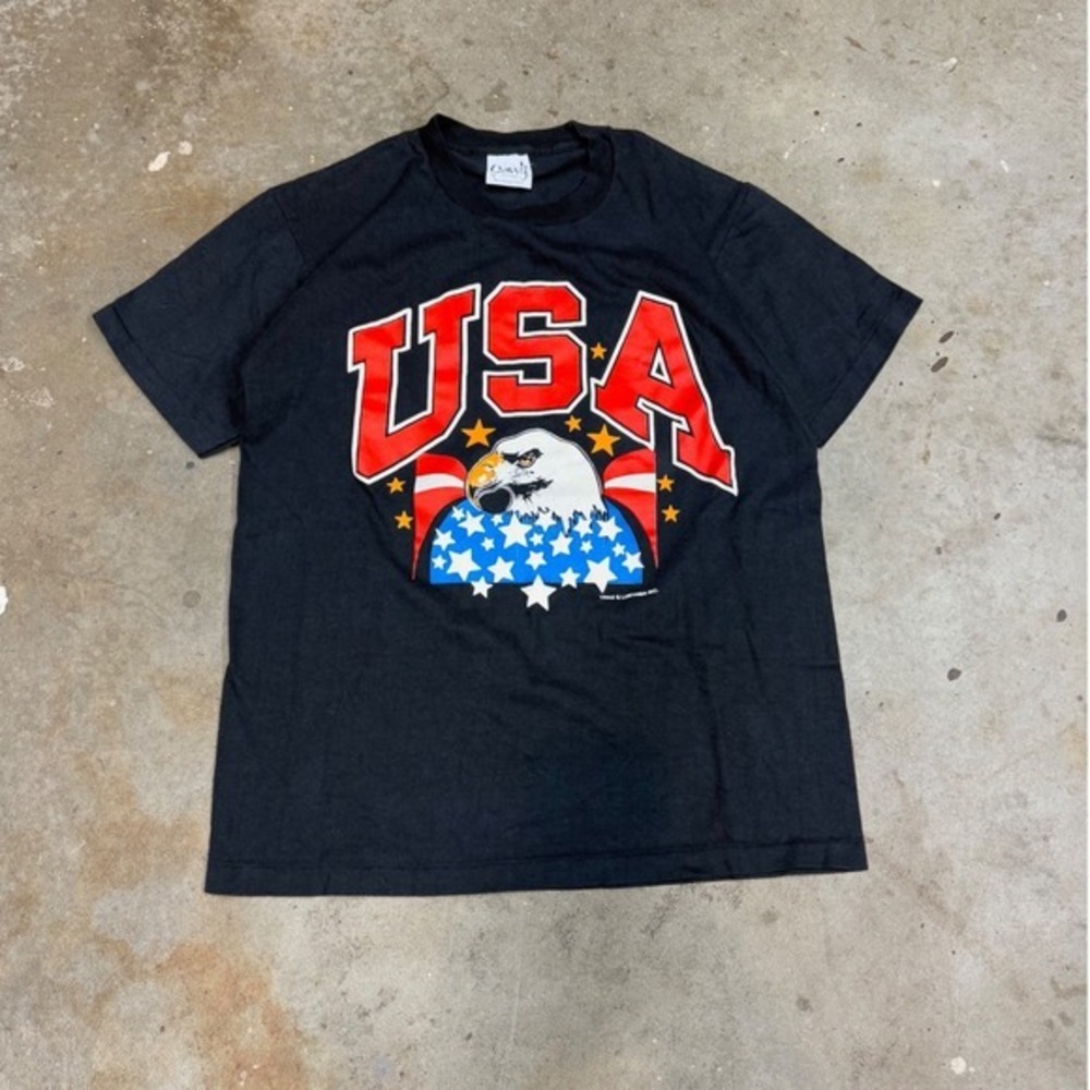 Savvy USA Eagle‎ Flag Graphic T Shirt Black Men's Size Medium
